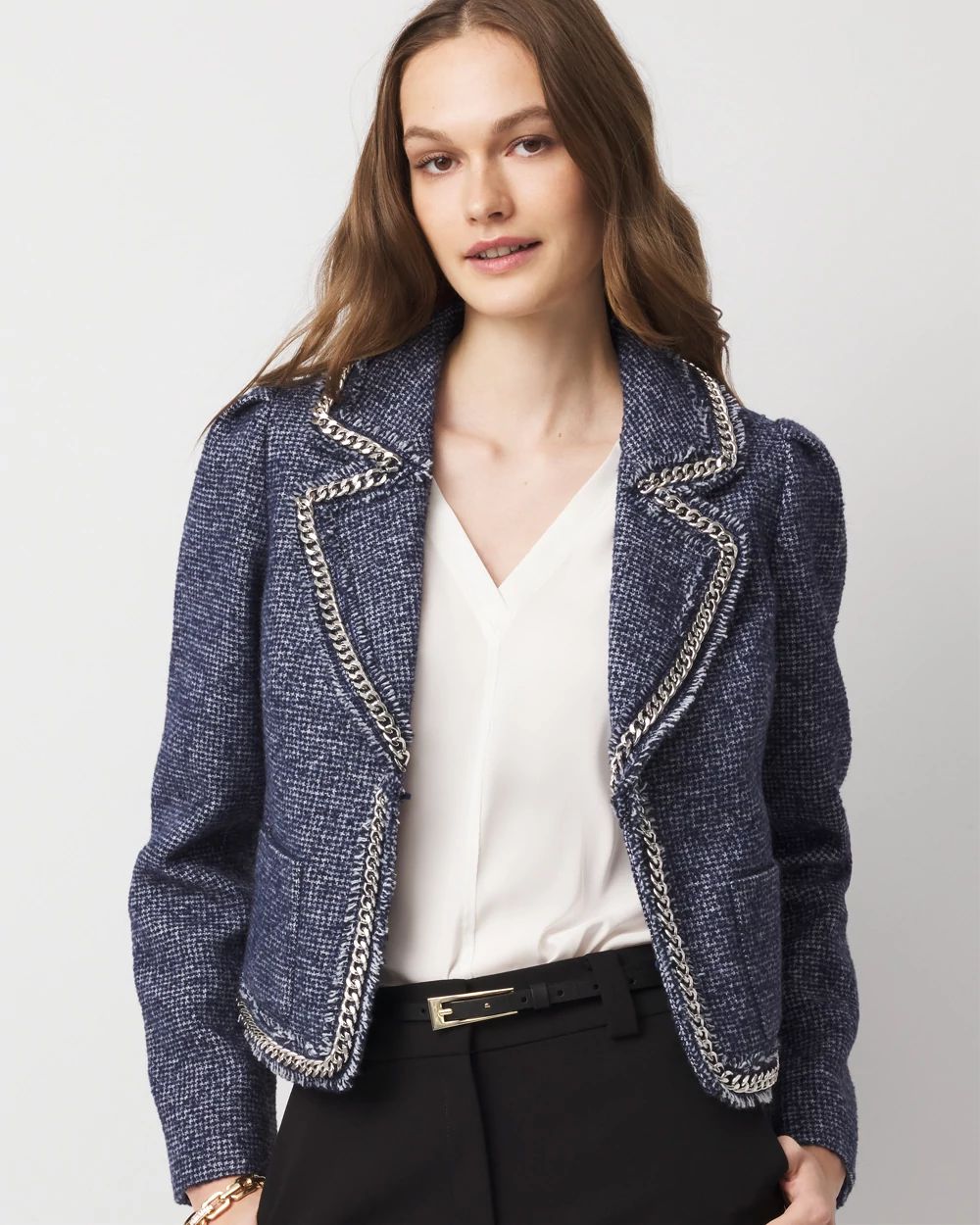 Chain Trim Tweed Jacket | White House Black Market